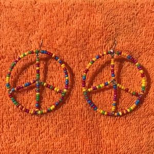 Colorful Beaded Peace Sign Earrings